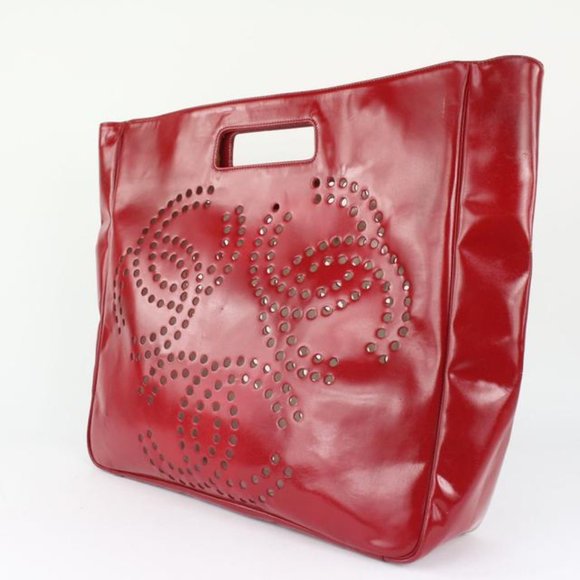 Chanel Red Patent 3 CC Perforated Tote Bag 7C1021 - Picture 12 of 12